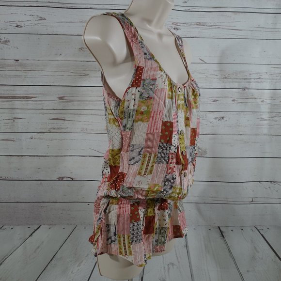 Mine Anthro Patchwork Print Peasant Blouse - Picture 3 of 6